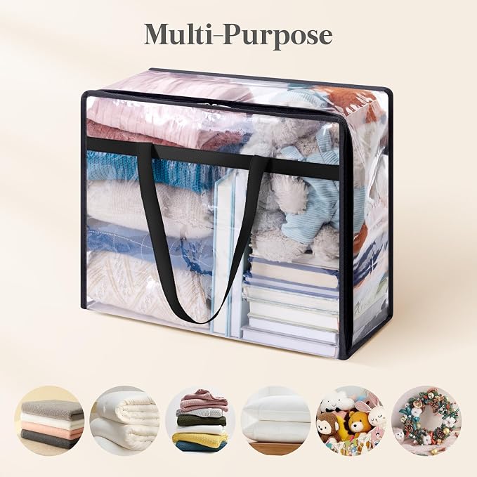 Lifewit 6 Pack Clear Clothes Storage Bags, 45L Plastic Blanket Storage Bag - Image 5