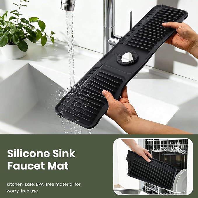 2PCS 24 Inch Faucet Mat for Kitchen Sink, Silicone Splash Guard for Kitchen - Image 7