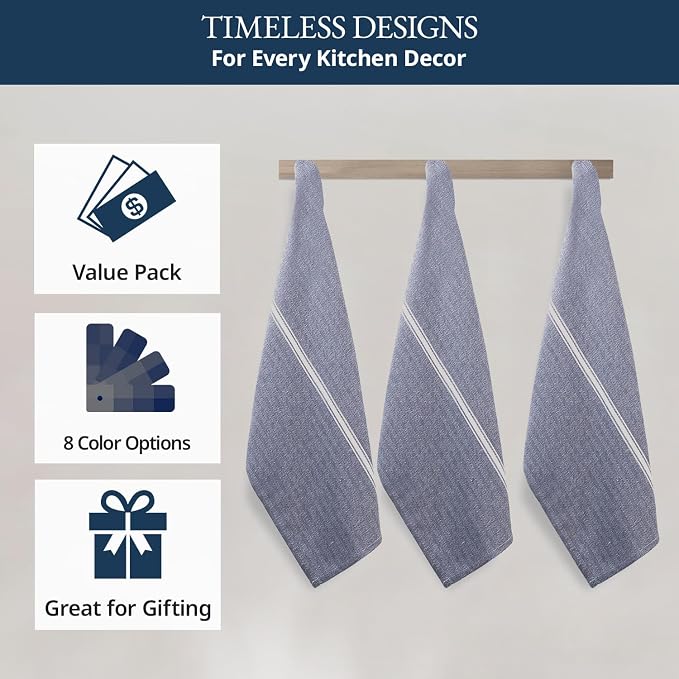 LANE LINEN Kitchen Towel Set 100% Cotton Absorbent Lint-Free 12 Pack - Image 6