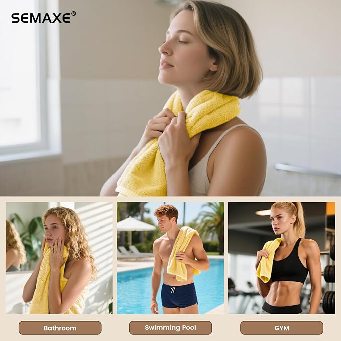 SEMAXE 6-Pack Yellow Cotton Hand Towels - Image 7
