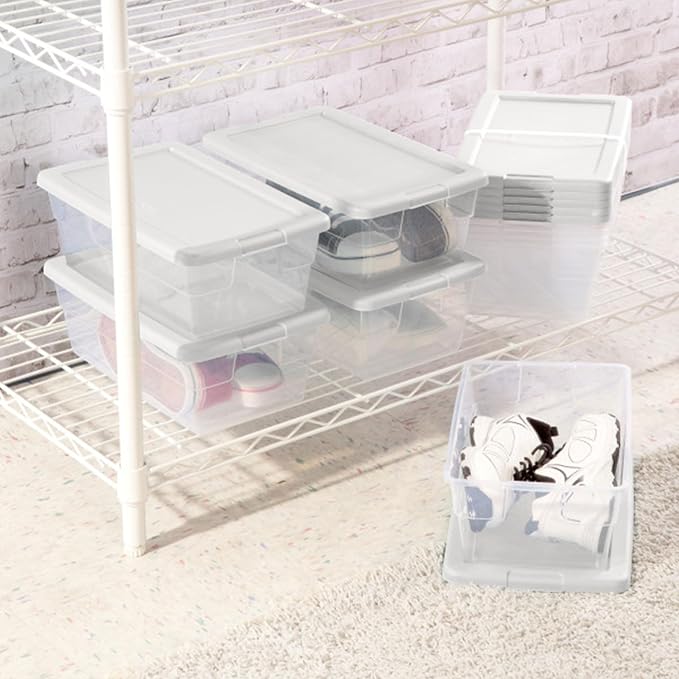 Sterilite 48-Pack 6 Quart Storage Box, Stackable Clear Plastic Bins - Image 4