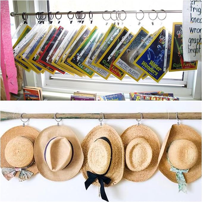 42 Pack Curtain Rings with Clips 1.26" Interior Diameter, Metal Drapery Ring - Image 5