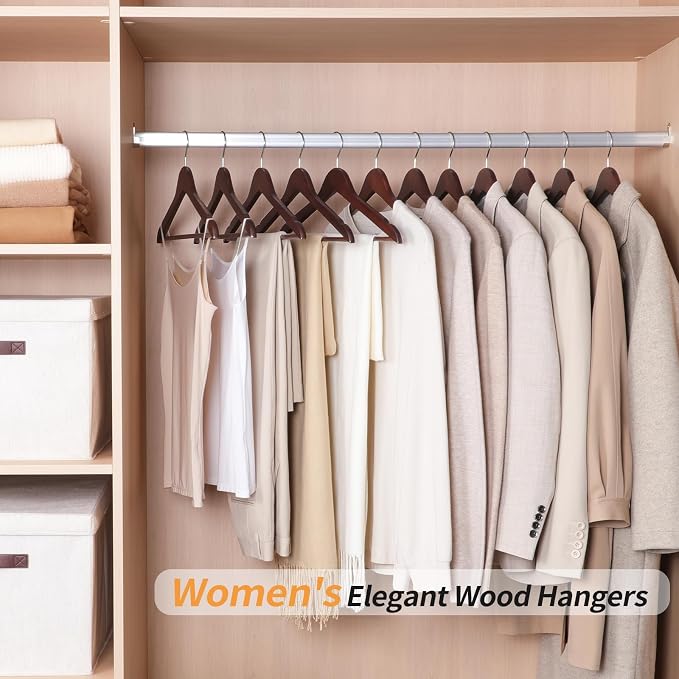 Amazon Basics Durable Wooden Suit Clothes Hangers, Closet Organizer - Image 5