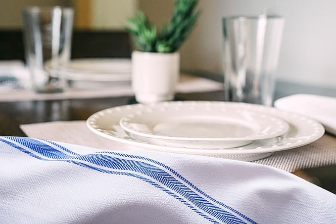 Dish Towels 30 Pack Blue Stripe 100% Cotton Kitchen Towel 15x25 Inch Tea Towels - Image 4
