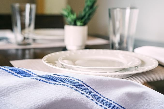 Dish Towels 15 Pack Blue Stripe 100% Cotton Kitchen Towel 15x25 Inch Tea Towels - Image 4