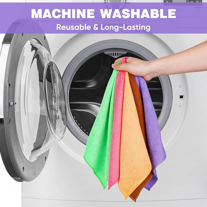 TEAWOO 10 Colors Microfiber Cleaning Cloths, 10 Pack Assorted Cleaning Rags | - Image 6