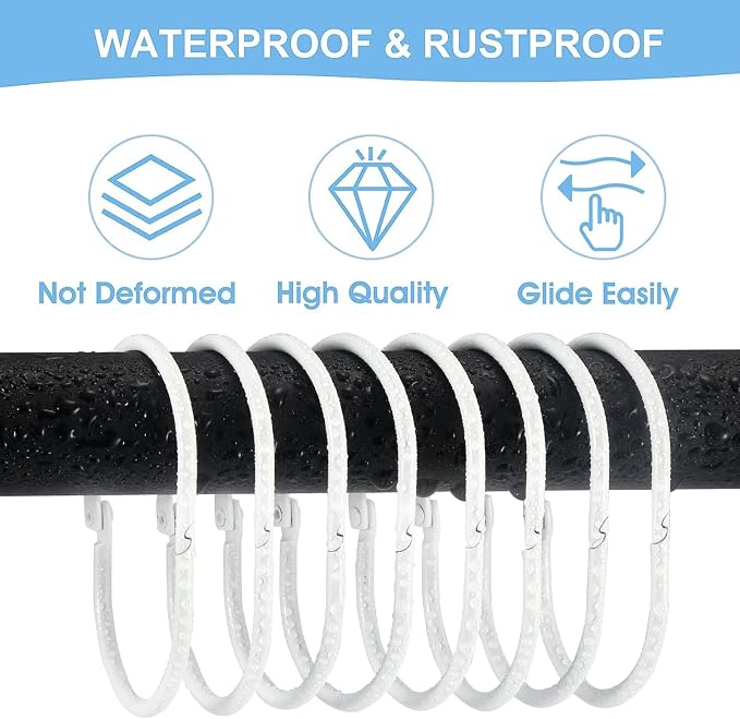 24 Pcs Shower Curtain Rings, Shower Curtain Hooks, Oval Snap Shower Rings - Image 3