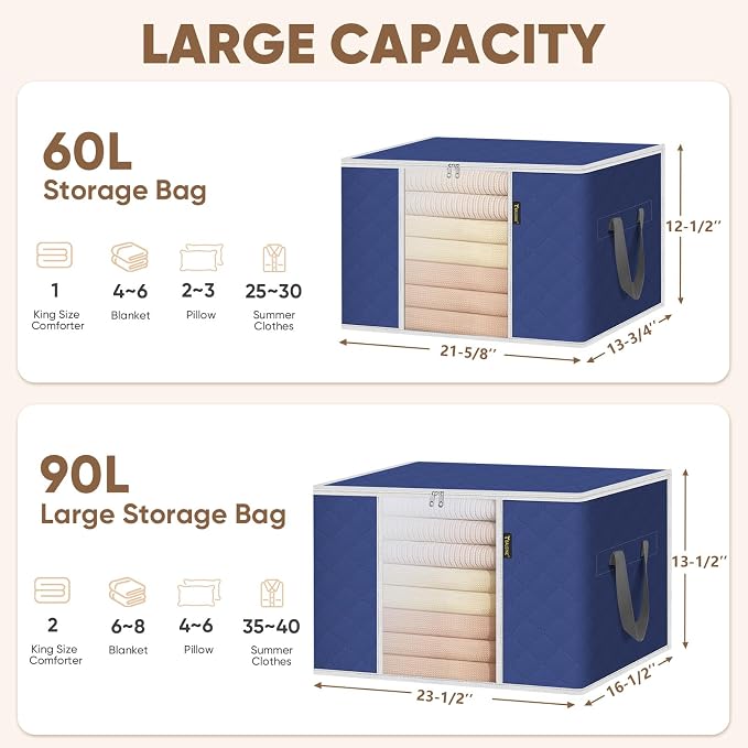 BALEINE 4 Pack Clothes Storage Bags, 16 Gallon Storage Containers - Image 6