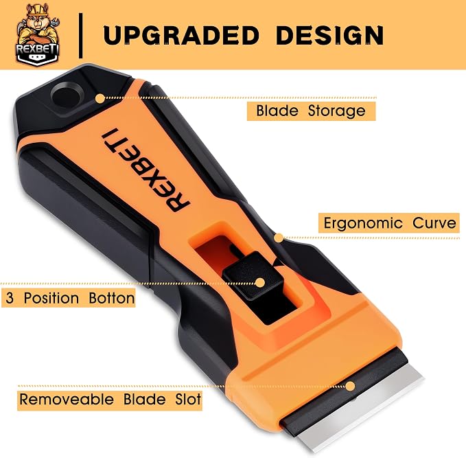 REXBETI Razor Blade Scraper Tool, 2 Pack Windows, Glass Stovetop Scraper | 14 - Image 6