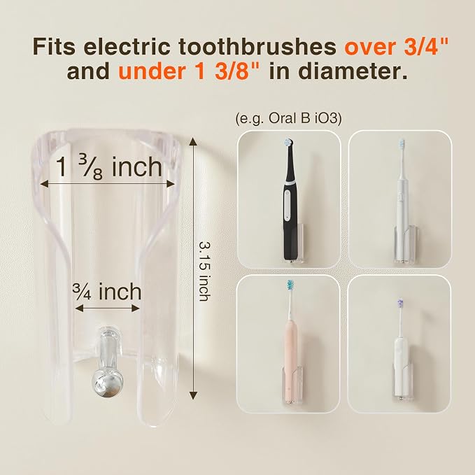 Electric Toothbrush Holder Wall Mount, Adhesive Toothbrush Caddy | Electric - Image 6