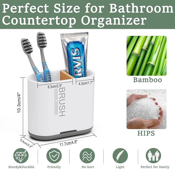 2 Pack Toothbrush Holders for Bathrooms, Bathroom Accessories | 2 Slots - Image 7