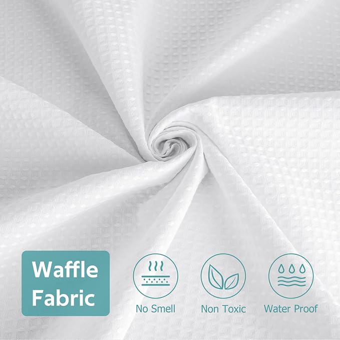 Vipfree 3 in 1 Shower Curtain Set, Waffle Shower Curtain and Liner Set - Image 7