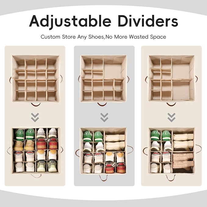  Shoe Storage Organizer 2 Pack, Fabric Stackable Shoe Box - Image 4