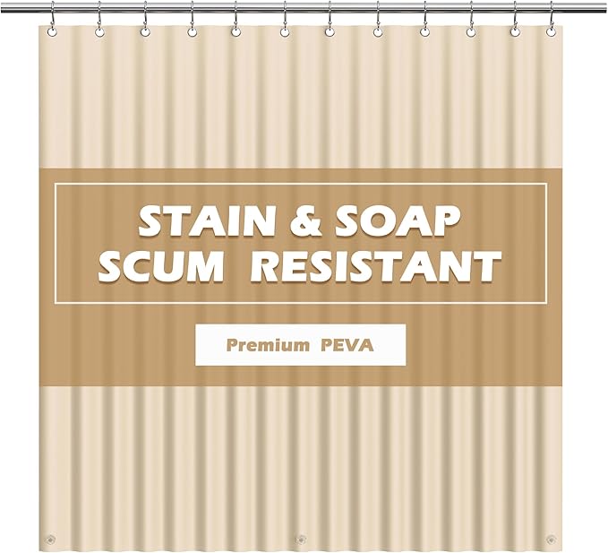 EHZNZIE Beige Shower Curtain Liner 72x72, PEVA Waterproof Bath Curtain by EHZNZIE