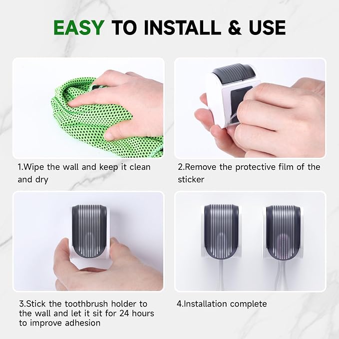 6 Pcs Toothbrush Holders Wall Mounted, Single Slot Design, Shower Self Adhesive - Image 6