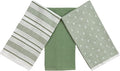 Sage Green Striped Kitchen Hand Dish Towels, 100% Cotton by SerafinaHome