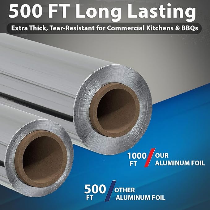18" x 500 ft Heavy Duty Food Safe Aluminum Foil Roll - Image 3