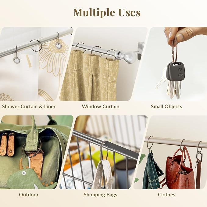Bathway Shower Curtain Rings, Bronze Shower Curtain Hooks 12 Pcs Anti-Drop - Image 7