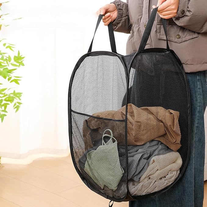 2Pcs Pop Up Laundry Hampers for Cruise, Mesh Collapsible Laundry Bag - Image 2