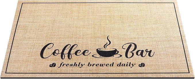 CooRug Fashion Coffee Mat, Dish Drying Mat 12" x 20" Beige | Hide Stain - Image 9