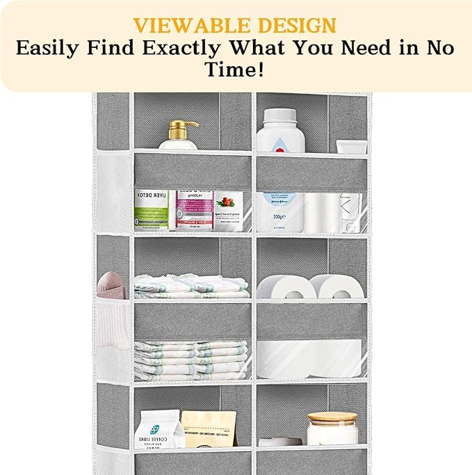 Over The Door Organizer 6 Tiers, Extra Large Behind Door Storage of 12 - Image 5
