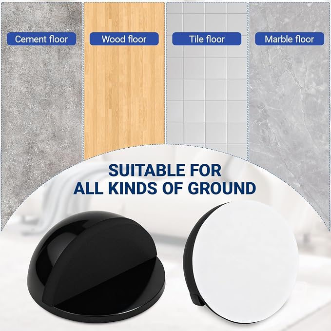 Self Adhesive Door Stoppers, Stainless Steel No Drill Rubber Floor Door Stop - Image 3
