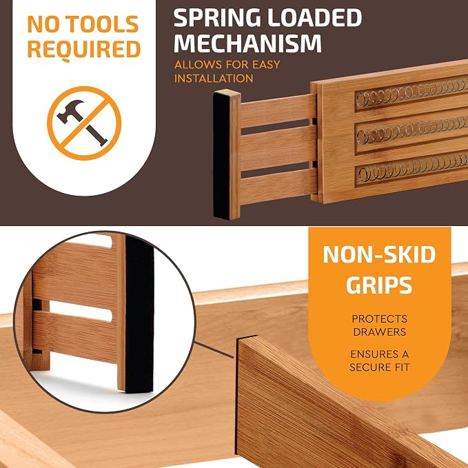 6-Pack Drawer Dividers 6-Inch High Dresser Drawer Organizer 11.5 to 17 Inch | - Image 7