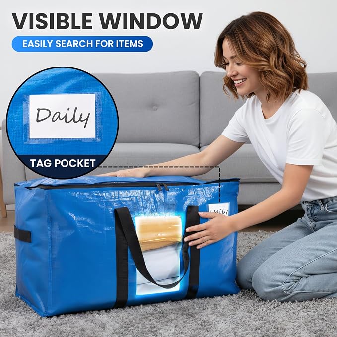 TAILI 6 Pack Blue Extra Large Moving Bags, Storage Bags - Image 5