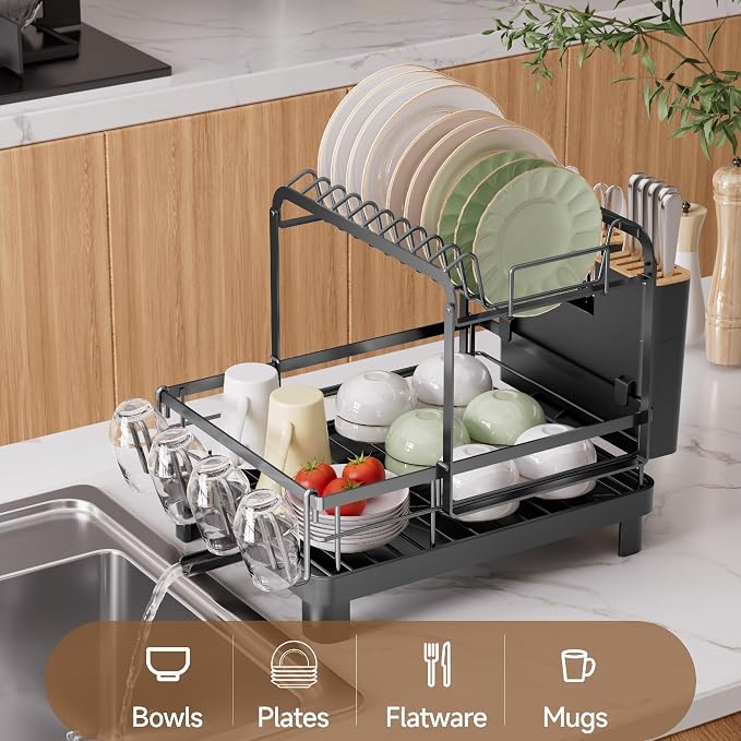 Runnatal 2-Tier Dish Drying Rack, Large Dish Drainers - Image 2