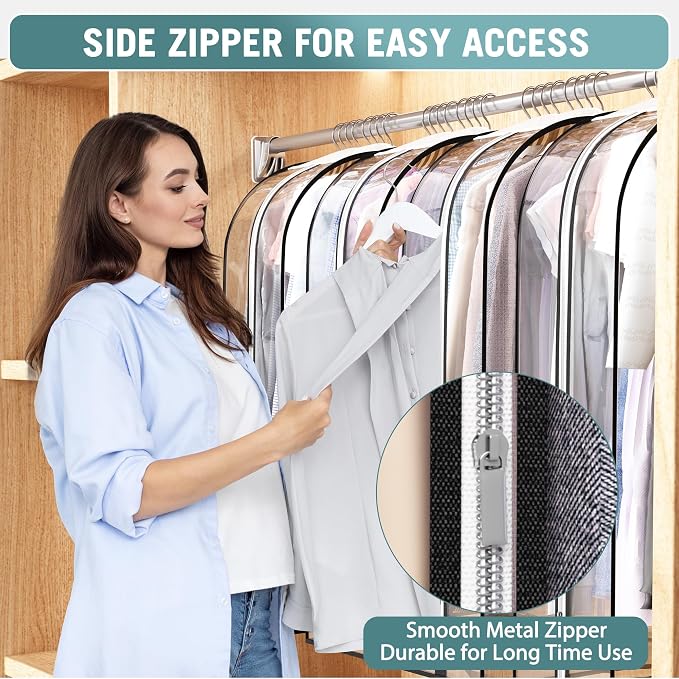 Liuoud Clear Garment Bags for Hanging Clothes 10” Gusseted, 6 Pack, 40” | Suit - Image 3