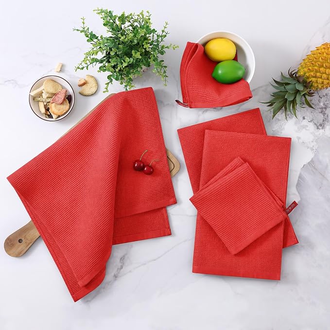 Homaxy 100% Cotton Waffle Weave Dish Cloths, 6 Pack - Image 2