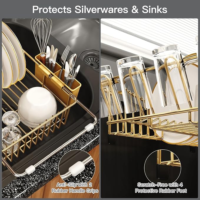Gold Dish Drying Rack Over Sink - Image 6