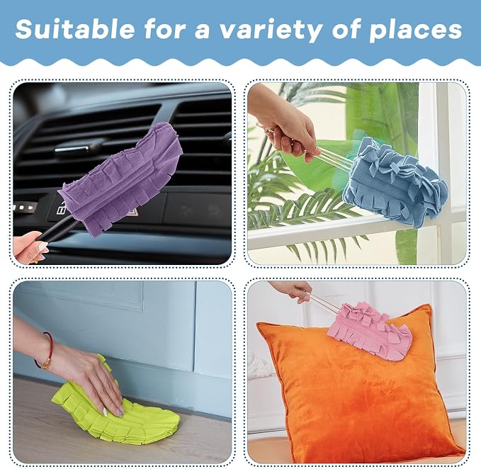 Zubebe 20 Pcs Reusable Duster Refills Fleece, Rainbow Colors | Soft Polyester - Image 5