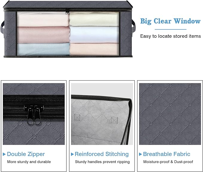 HomeHacks 3-Pack Clothes Organizer Storage Bags, 35L Storage Bins, Reinforced - Image 3