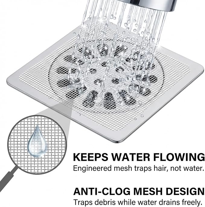 50 Pack Square Disposable Shower Drain Hair Catcher Stickers | Waterproof - Image 8