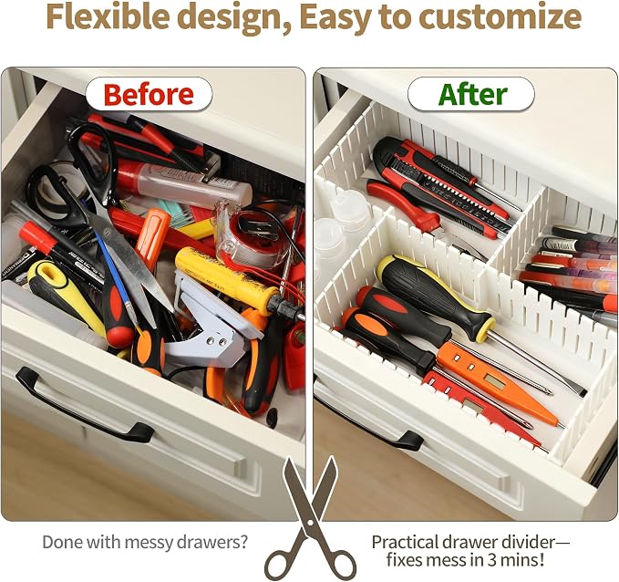 Adjustable Drawer Dividers, Cut-to-Fit DIY Organizers, 16 Pack | - Image 3