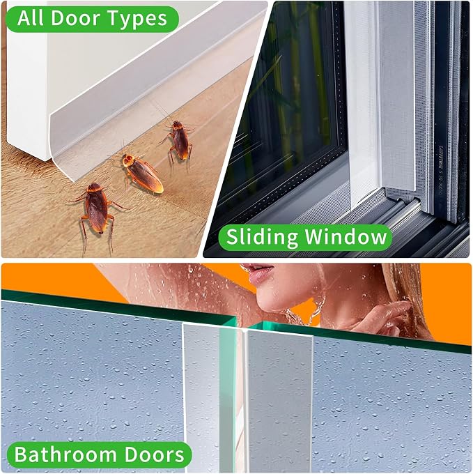 Door Weather Stripping Seal Strip, 1.0 in Black Door Draft Stopper | Weather - Image 5