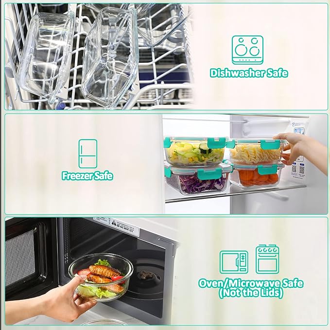 M MCIRCO 8 Pack, 30 oz Glass Food Storage Containers - Image 4