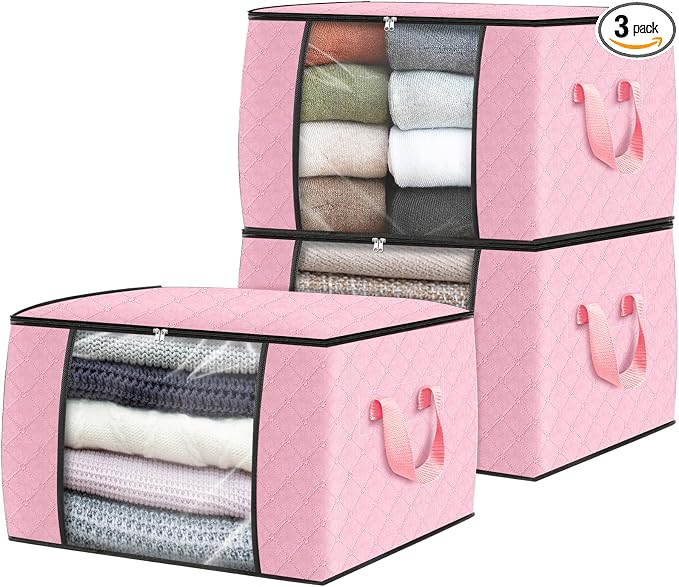 3 Pack Storage Bags for Clothes Blanket Storage Bins by Fabtotes