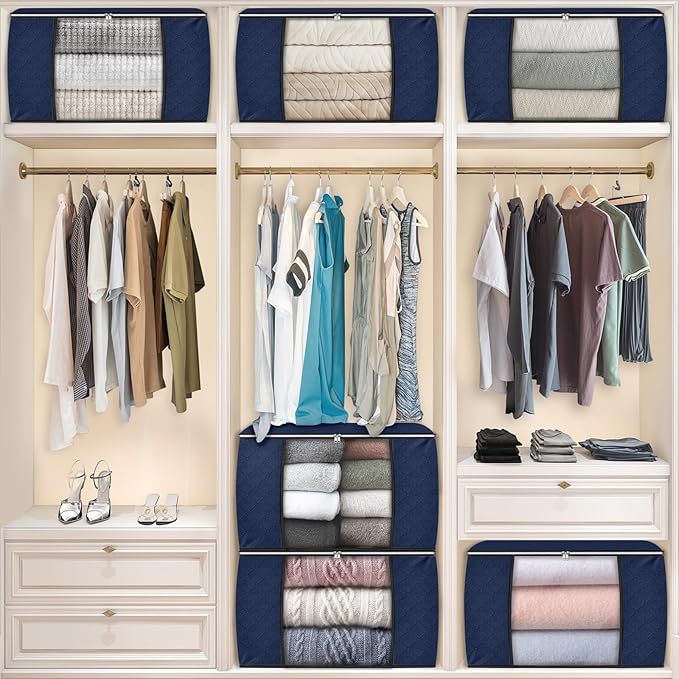 90L Clothes Storage, Foldable Thick Fabric Blanket Storage Bags | Foldable - Image 5