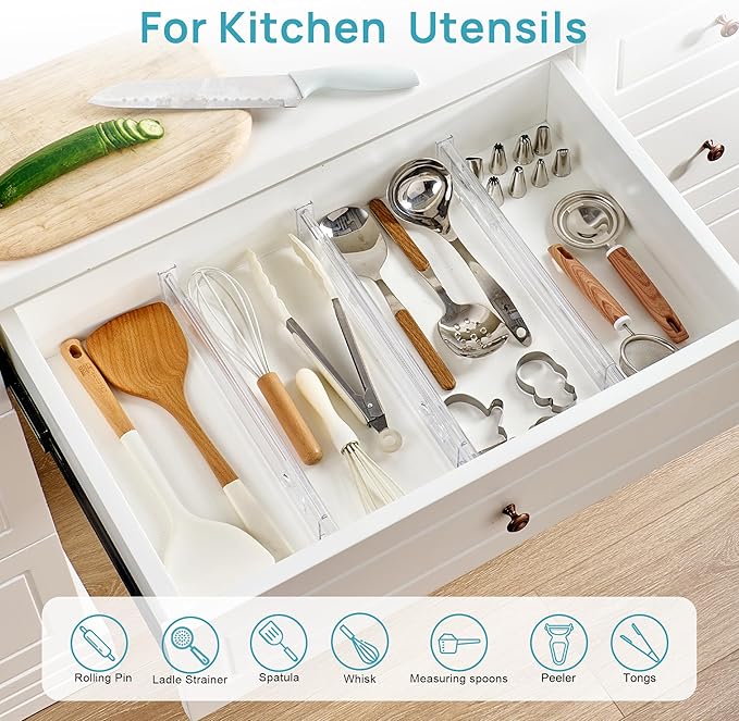 Vtopmart 2.36" Short Upgrade Drawer Dividers 12.8"-22.3" Expandable 8 Pack | - Image 4