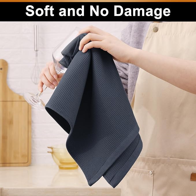 Homaxy 100% Cotton Waffle Weave Kitchen Towels, 12 Pack, Dark Grey - Image 4