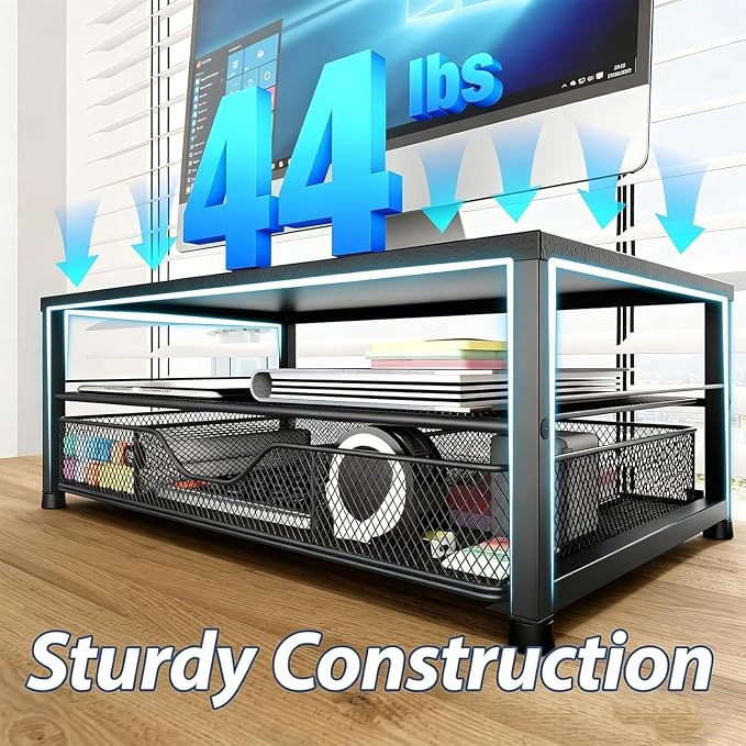 Desk Organizer and Accessories, 2-Tier Computer Monitor Stand Riser - Image 4