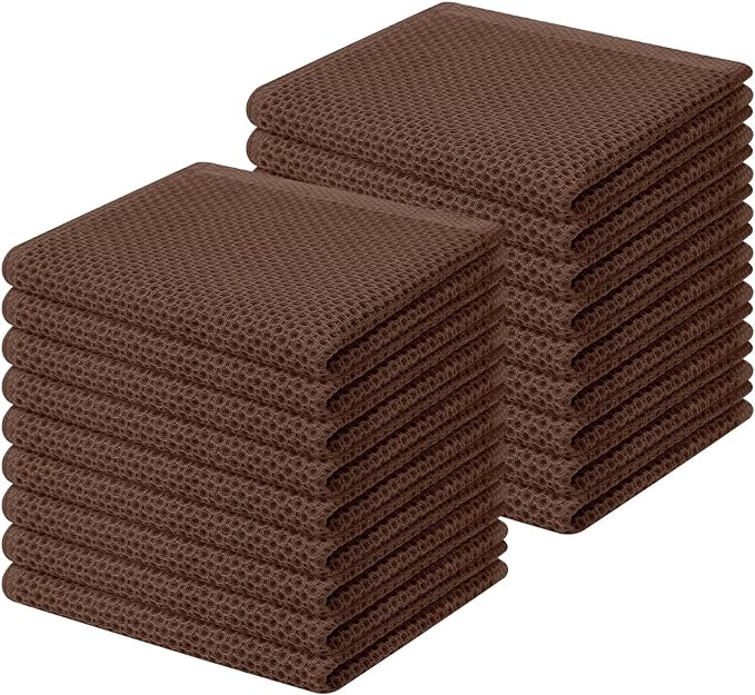Homaxy 100% Cotton Waffle Weave Kitchen Dish Cloths 18-Pack, Coffee | 12 x 12 by Homaxy