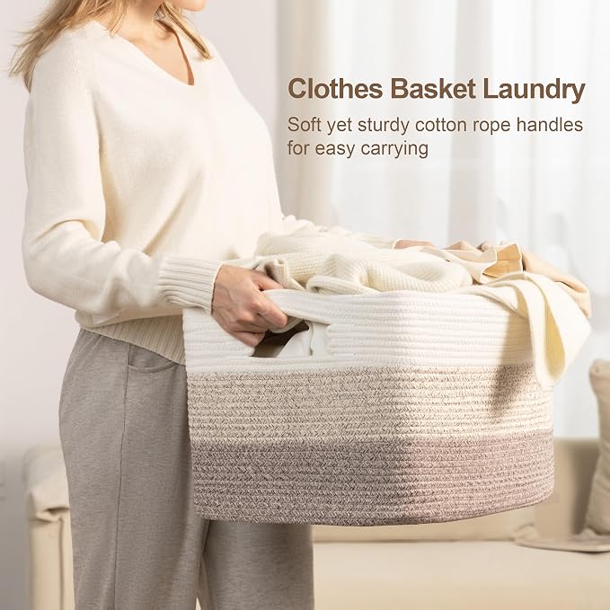 60L Woven Laundry Basket Hamper - Image 3