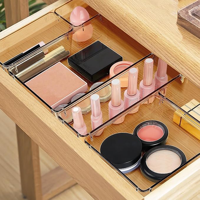 23 PCS Drawer Organizer Set, 5 Size Bathroom and kitchen organizer Trays | - Image 5