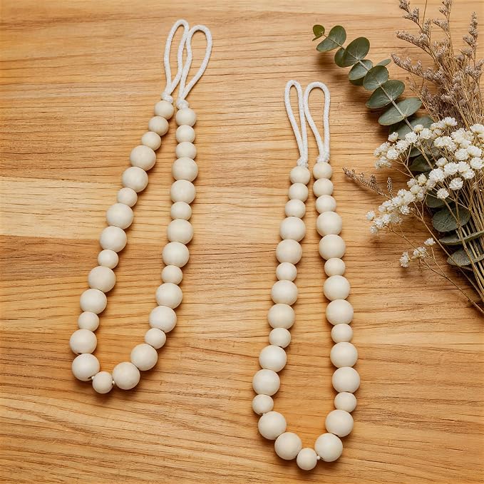 KLOGTSIND Wood Bead Curtain Tiebacks, 2 Pack Curtain Tie Backs - Image 5