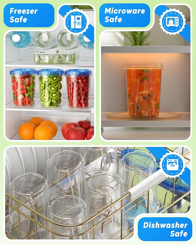 BiuLeon 6 Pack-33oz Freezer Storage Containers, Plastic Food Storage Containers - Image 4