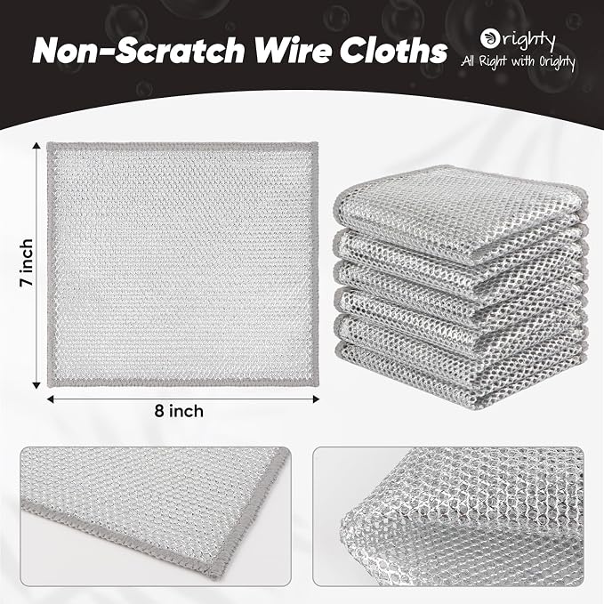 Orighty Dish Cloths for Washing Dishes, 12 Pack Metal Dish Rags - Image 2