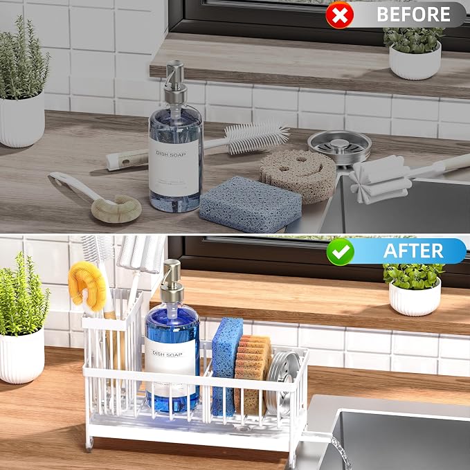 Cisily Sponge Holder for Kitchen Sink, Sink Caddy Organizer - Image 6